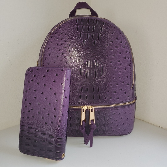 Handbags - Ostrich Embossed Backpack/ Wallet Or Wristlet